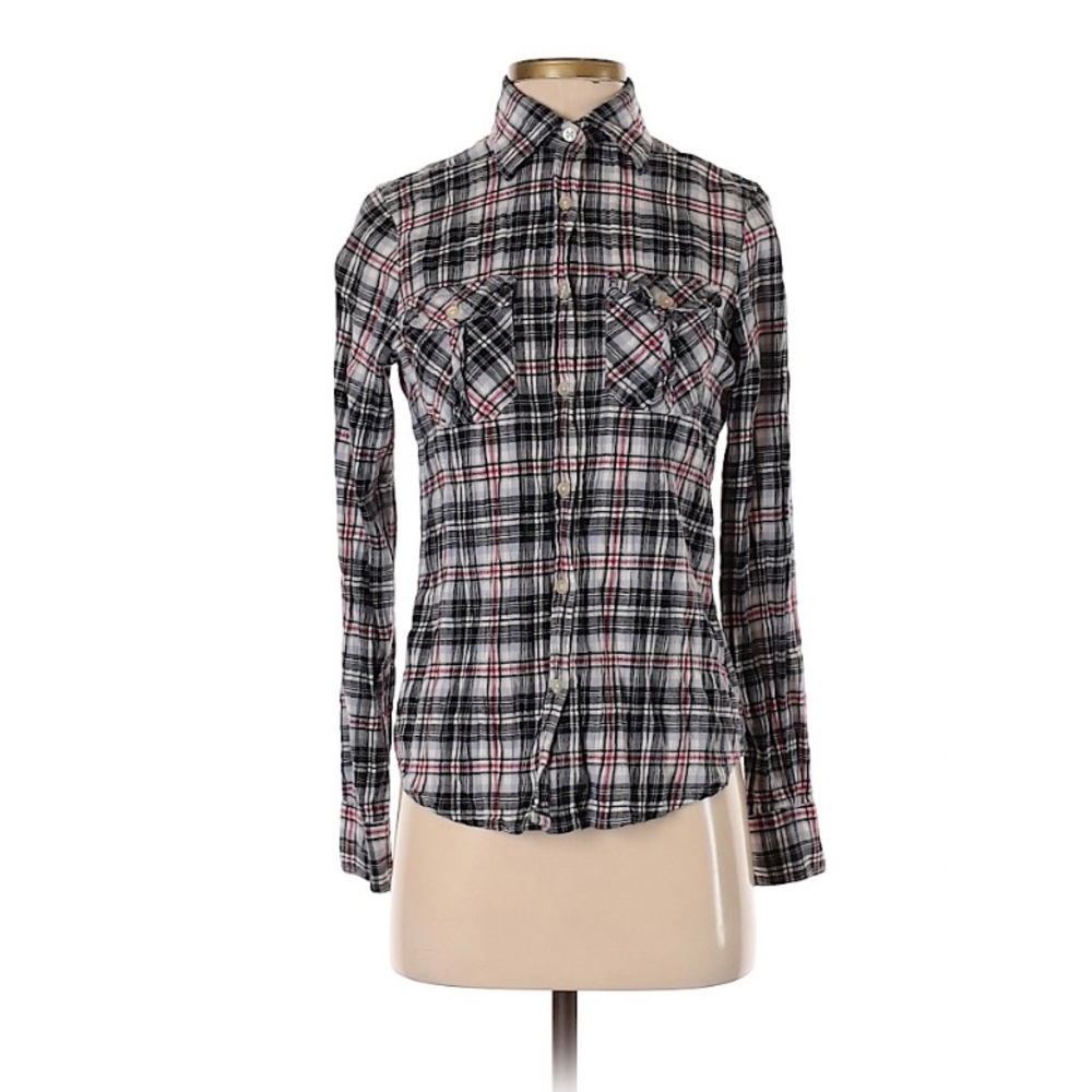 Bloomingdales Aqua fitted flannel size small